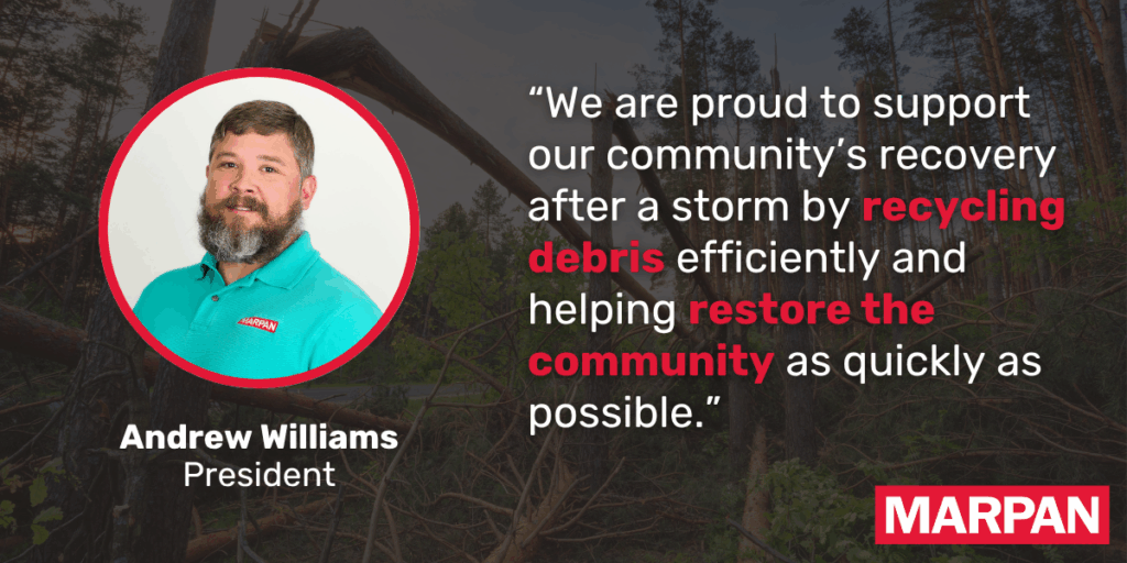 Hurricane Debris Recycling Quote by Andrew Williams, Marpan President